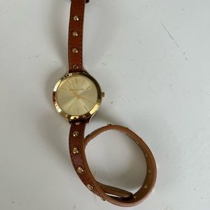 Michael Kors Leather wrap-strap watch